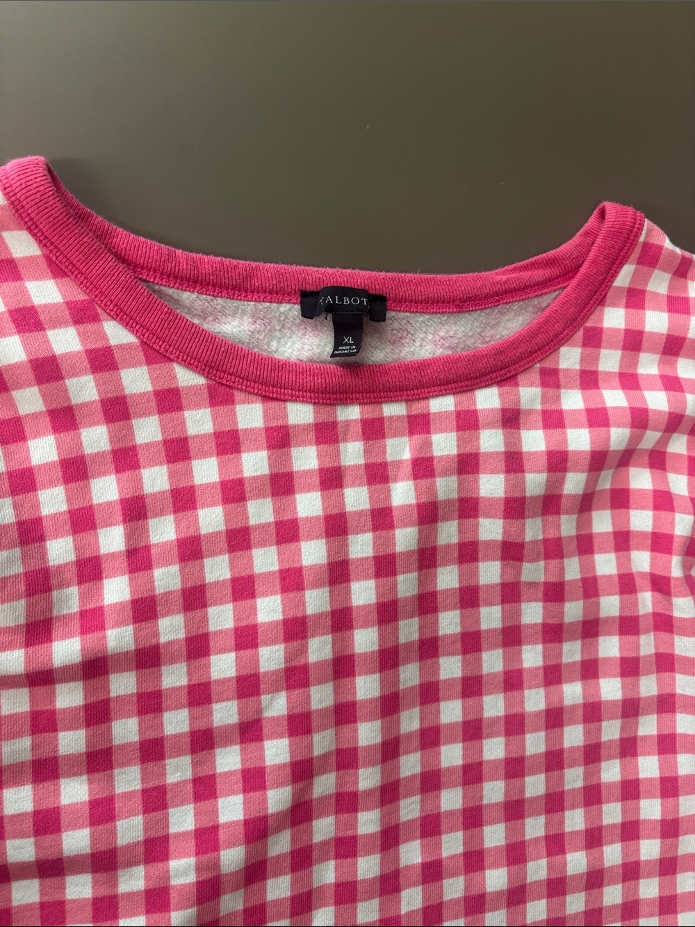 Talbots Pink and White Gingham Pullover Sweater - Picture 2 of 3